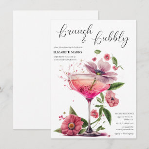 Elegant Blommigt Brunch & Bubly Möhippa Inv. Inbjudningar