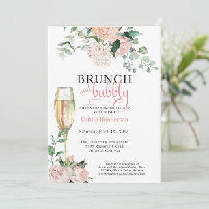 Elegant Blommigt Brunch och Bubly Möhippa Inbjudningar