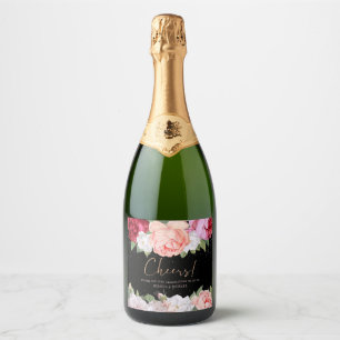 Elegant Blommigt Bukett med rosor Rosa Black Bröll