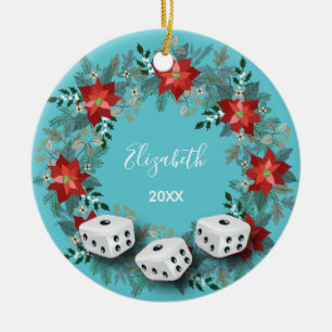 Elegant Blommigt Bunco Dice jul Julgransprydnad Keramik