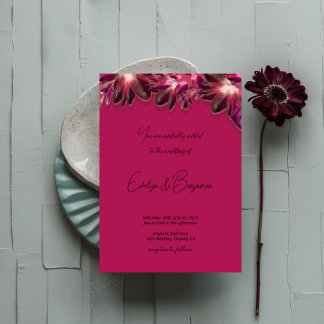 Elegant Blommigt Burgundy bröllop Inbjudningar