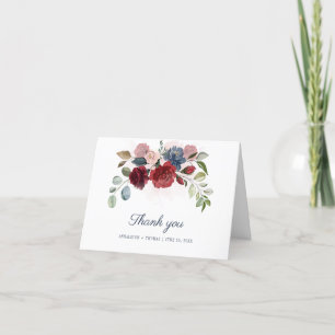 Elegant Blommigt Burgundy Eucalyptus Bröllop Tack Kort