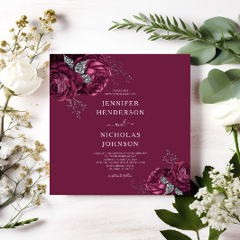 Elegant Blommigt Burgundy Peonies Bröllop Inbjudningar