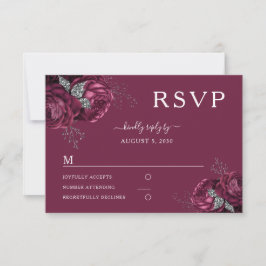 Elegant Blommigt Burgundy Peonies Bröllop OSA Kort