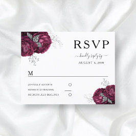 Elegant Blommigt Burgundy Peonies Bröllop OSA Vykort