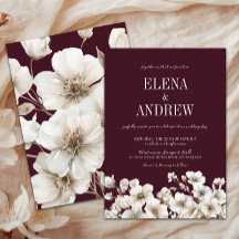 Elegant Blommigt Burgundy Red and White Bröllop