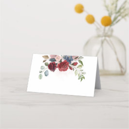 Elegant Blommigt Burgundy Watercolor Foliage Bröll Placeringskort