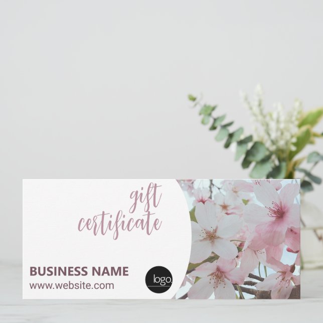 ELEGANT BLOMMIGT BUSINESS LOGOTYP GIFT CERTIFICATE (Stående Fram)