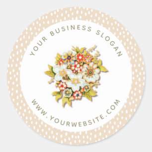 Elegant Blommigt Business Promotional Company Logo Runt Klistermärke