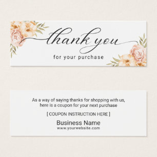 Elegant Blommigt Business Tack Coupon Infoga Litet Visitkort