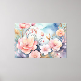 Elegant Blommigt Butterflies Watercolor Art Canvastryck