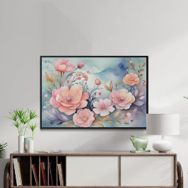 Elegant Blommigt Butterflies Watercolor Art Poster