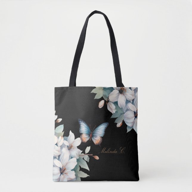 Elegant Blommigt Butterfly Mors dag Tote Bag Tygkasse (Framsida)