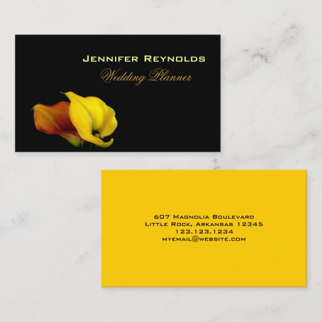 Elegant Blommigt Calla Lily Visitkort (Fram/baksida)