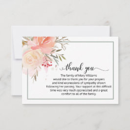 Elegant Blommigt Calligraphy Funeral Tack Kort