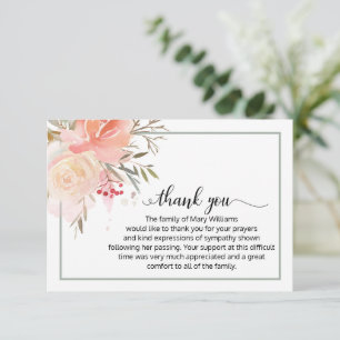 Elegant Blommigt Calligraphy Funeral Tack Kort