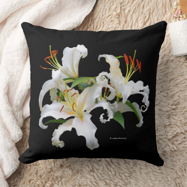 Elegant Blommigt Casablanca White Oriental Lilies Kudde (Filt)