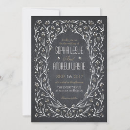 Elegant blommigt chalkboard rustic bröllop inbjudningar