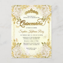 Elegant Blommigt Champagne Guld Tiara Quinceañera