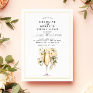 Elegant Blommigt Champagne Par Möhippa Inbjudningar