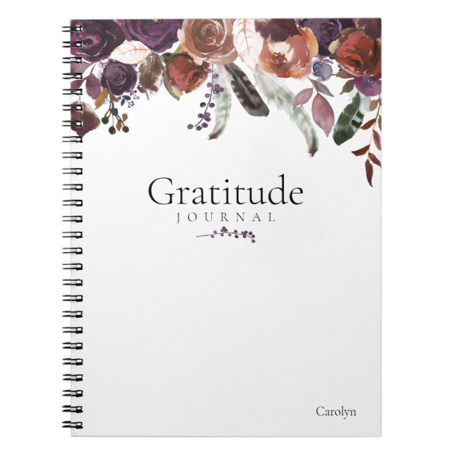 Elegant Blommigt Chic Girly Gratitude Journal Anteckningsbok (Framsidan)