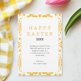 Elegant Blommigt Chic Gult Modern Glad påsk Julkort