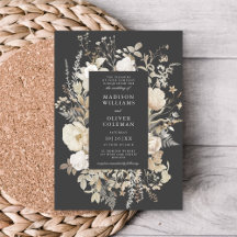 Elegant Blommigt Chic Mörk Grått Bröllop