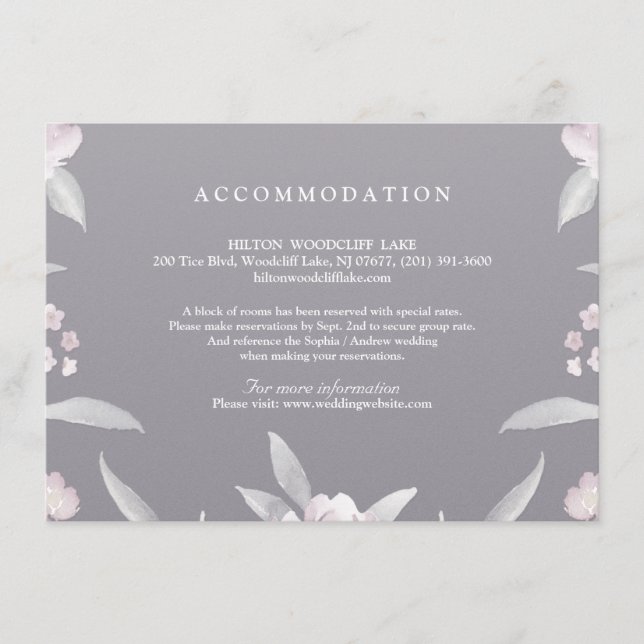 Elegant blommigt Chinoiserie Bröllop logi Tilläggskort (Framsida)