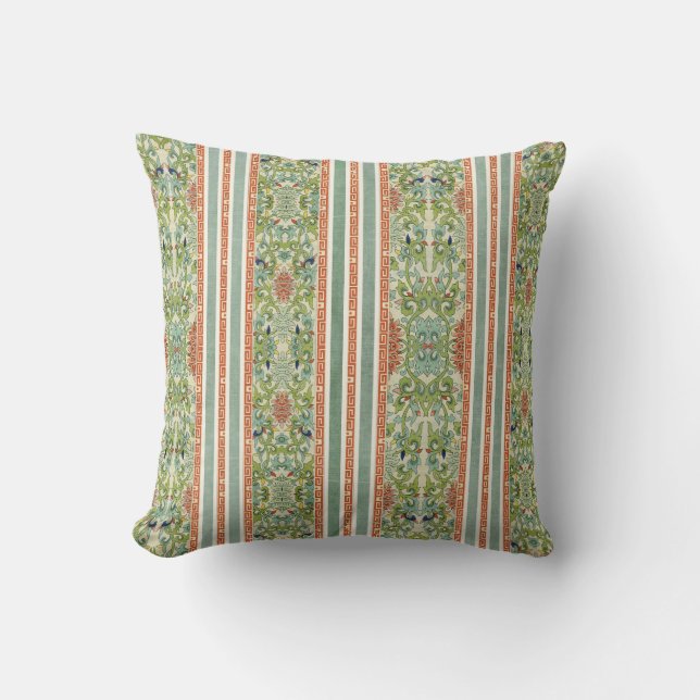 Elegant Blommigt Chinoiserie Vintage Jade Orange Kudde (Framsida)