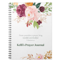 Elegant Blommigt Colossians 4:2 Prayer Journal Anteckningsbok