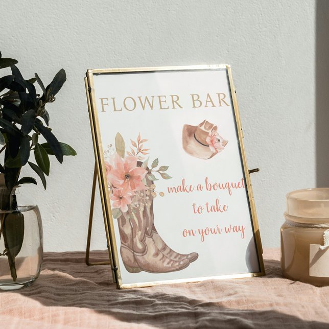 Elegant Blommigt Cowboy Boots Flower Pub Poster Si (Elegant Floral Cowboy Boots Flower Bar Poster Sign)