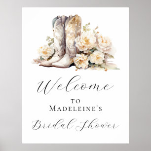 Elegant Blommigt Cowgirl Boots Möhippa Välkommen Poster