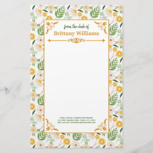 Elegant Blommigt Daisy Botaniska trädgårdsmästa Brevpapper