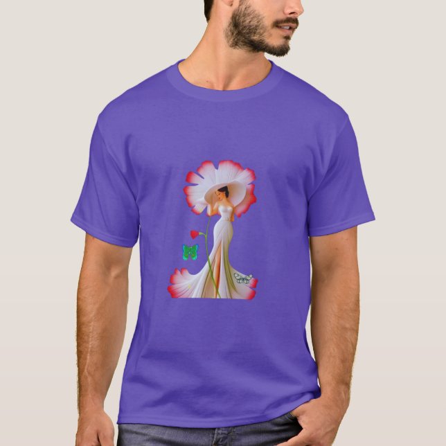 🌺 Elegant Blommigt Dam Art T-Shirt 👗 ✨ (Framsida)