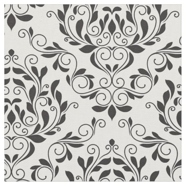Elegant Blommigt Damask Fabric Tyg (Närbild)