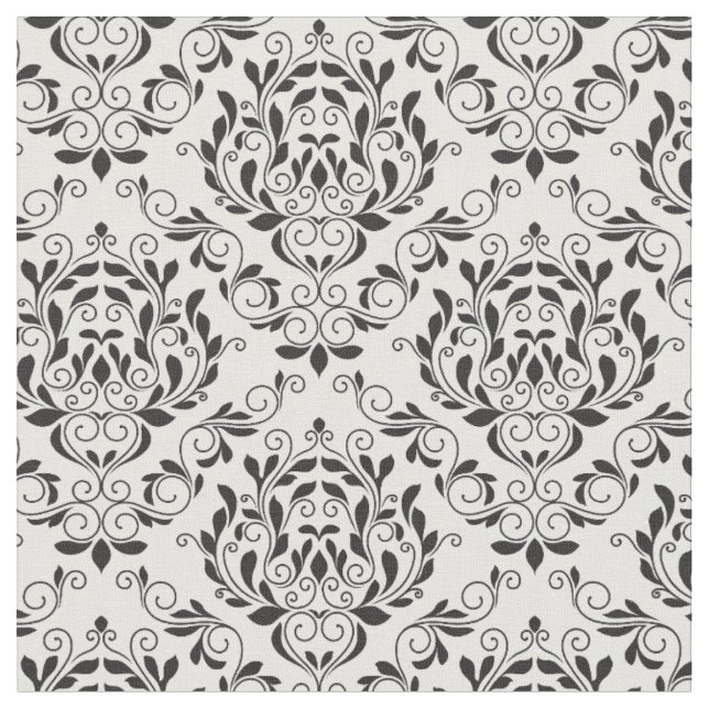 Elegant Blommigt Damask Fabric Tyg (Närbild)