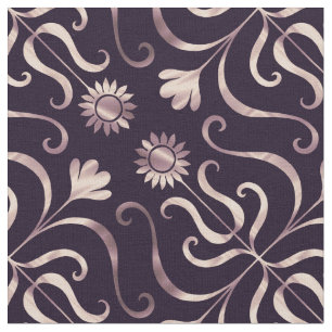 Elegant Blommigt Damask Girly Lila Rosa Solros Tyg