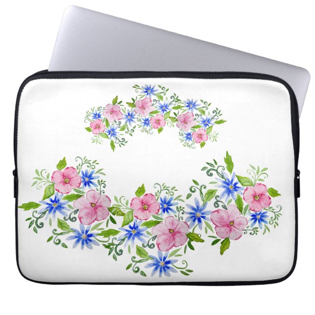 Elegant blommigt dekoration mönster laptop fodral (Framsidan)