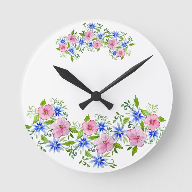 Elegant blommigt dekoration mönster rund klocka (Framsida)