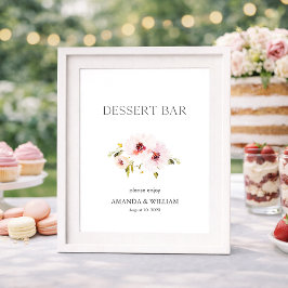 Elegant Blommigt Dessert Pub-tecken Poster