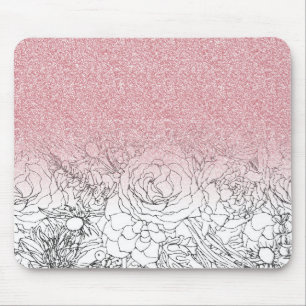 Elegant Blommigt Doodles Rosa Gradient Glitter-bil Musmatta