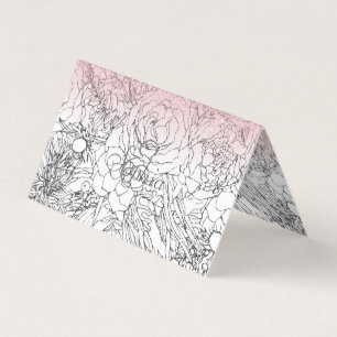 Elegant Blommigt Doodles Rosa Gradient Glitter-bil Visitkort