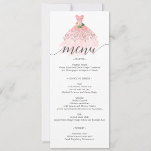 Elegant Blommigt Dress Quinceanera Menu Inbjudningar