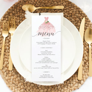 Elegant Blommigt Dress Quinceanera Menu Meny