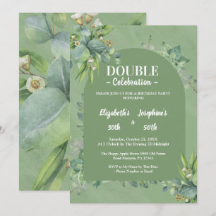 Elegant Blommigt Dubbla Grönt födelsedag Inbjudningar