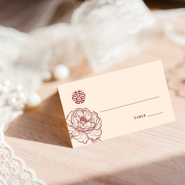 Elegant Blommigt Dubbla Xi Placera Bord-platskort Placeringskort (Elegant Floral Double Xi Seating Table Place Card)