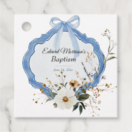 Elegant Blommigt Dusty Blue Baptism Gåvor Etiketter