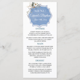 Elegant Blommigt Dusty Blue Baptism Meny