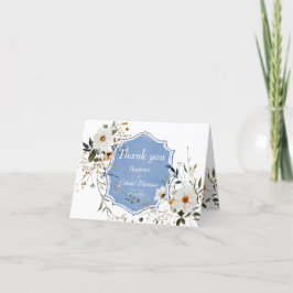 Elegant Blommigt Dusty Blue Baptism Tack Kort
