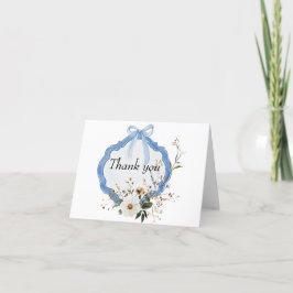 Elegant Blommigt Dusty Blue Baptism Tack Kort